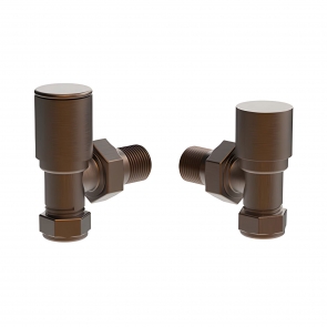 Vogue Arne Angled Focus Metallics Radiator Valves Pair 15mm - Brushed Bronze | Product Image