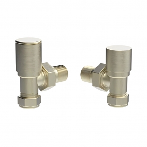 Vogue Arne Angled Focus Metallics Radiator Valves Pair 15mm - Satin Brushed Nickel | Product Image