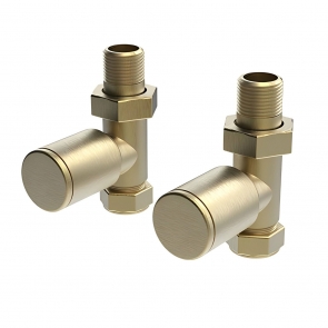 Vogue Arne Straight Focus Metallics Radiator Valves Pair 15mm - Brushed Brass | Product Image