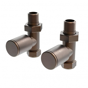 Vogue Arne Straight Focus Metallics Radiator Valves Pair 15mm - Brushed Bronze | Product Image
