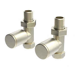 Vogue Arne Straight Focus Metallics Radiator Valves Pair 15mm - Satin Brushed Nickel | Product Image