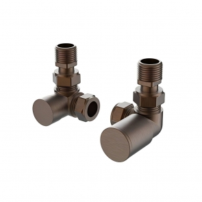 Vogue Arne Corner Focus Metallics Radiator Valves Pair 15mm - Brushed Bronze | Product Image