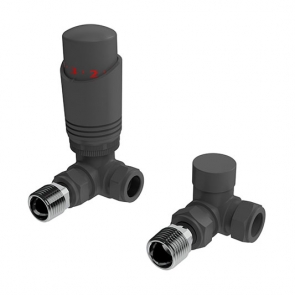 Vogue Arne TRV Corner Radiator Valve and LockShield - Anthracite | Product Image