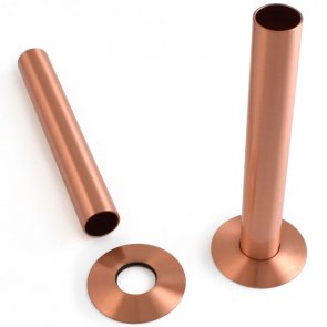 West 130mm Radiator Valve Pipe Sleeve Kit Pair - Brushed Copper
