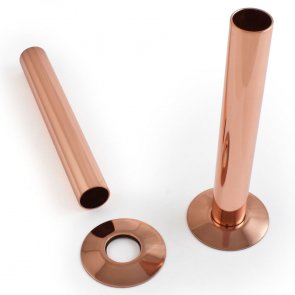 West 130mm Radiator Valve Pipe Sleeve Kit Pair - Polished Copper