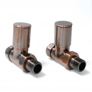 West Milan Straight Radiator Valves Pair - Antique Copper | Product Image