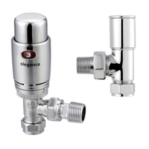 West Elegance TRV Thermostatic Radiator Valve and Lockshield Angled Chrome | Product Image
