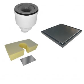 Wetroom Innovations PCS Underlay Plus Vertical Drain Kit with Matt Black Grate