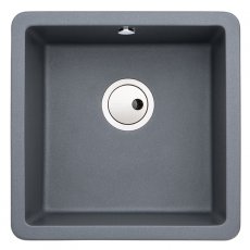 Abode Matrix SQ GR15 1.0 Bowl Granite Inset Kitchen Sink 460mm L x 460mm W - Grey Metallic