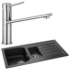 Abode Oriel 1.5 Bowl Granite Inset Kitchen Sink with Specto Sink Tap 950mm L x 480mm W - Black