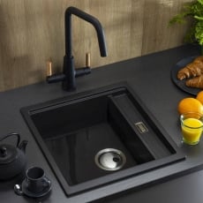 Abode Syncronist Compact Granite 1.25 Bowl Inset/Undermount Kitchen Sink 460mm x 427mm