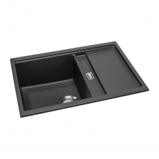 Abode Syncronist Compact 1.25 Bowl Inset/Undermount kitchen Sink 600mm L x 460mm W with Drainer - Metallic Black