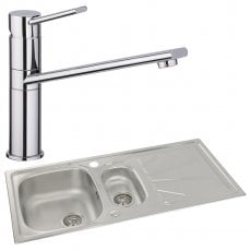 Abode Trydent 1.5 Bowl Inset Kitchen Sink with Specto Sink Tap 1000mm L x 500mm W - Stainless Steel