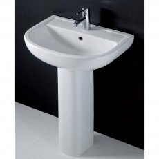 AKW Compact Basin with Full Pedestal 550mm Wide - 1 Tap Hole