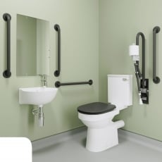 AKW Standard Close Coupled Doc M Pack Disabled Toilet with - Stainless White