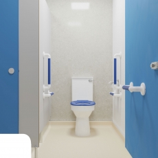 AKW Colse Coupled Ambulant Doc M Pack Disabled Toilet with Grab Rails - Fluted White