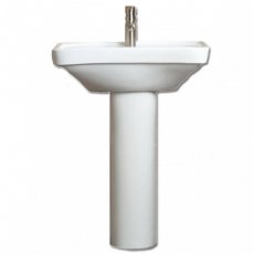 AKW Ergonomic Concave Basin with Full Pedestal 600mm Wide - 1 Tap Hole