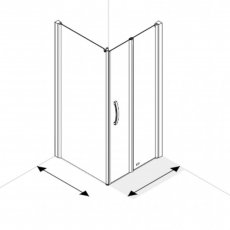 AKW Larenco Corner Full Height Bi-fold Shower Door with Side Panel 1000mm x 800mm