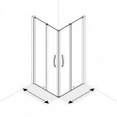 AKW Larenco Hinged Bi-Fold Corner Entry Shower Enclosure 760mm x 760mm - 6mm Glass
