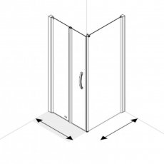 AKW Larenco Corner Full Height Bi-fold Shower Door with Side Panel 1000mm x 700mm