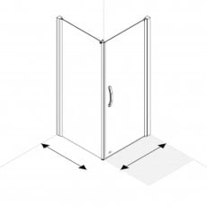 AKW Larenco Corner Full Height Hinged Shower Door with Side Panel 1000mm x 1000mm