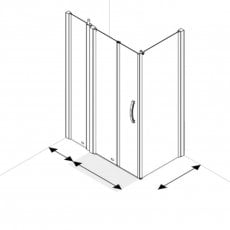 AKW Larenco Corner Full Height Bi-fold Shower Door with Side Panel 1400mm x 900mm