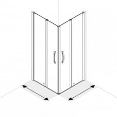 AKW Larenco Corner Entry Full Height Bi-Fold Shower Door 820mm x 820mm - 6mm Glass