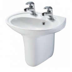 AKW Livenza Basin and Semi Pedestal 500mm Wide - 2 Tap Hole