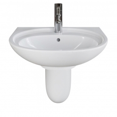 AKW Livenza Plus Basin and Semi Pedestal 500mm Wide - 1 Tap Hole