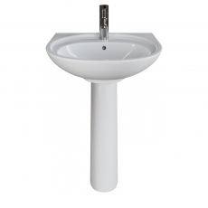 AKW Livenza Plus Basin with Full Pedestal 550mm Wide - 1 Tap Hole