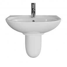 AKW Livenza Plus Basin and Semi Pedestal 550mm Wide - 1 Tap Hole