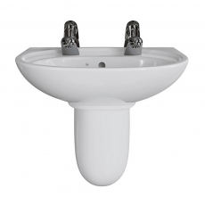 AKW Livenza Plus Basin and Semi Pedestal 550mm Wide - 2 Tap Hole