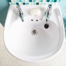 AKW Semi Pedestal 450mm Wide Disabled Basin - 2 Tap Hole