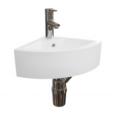 AKW Navlin Wall Hung Corner Basin 470mm Wide - 1 Tap Hole