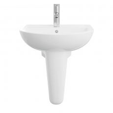 AKW Navlin Basin and Semi Pedestal 450mm Wide - 1 Tap Hole