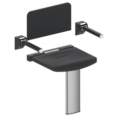 AKW Onyx Compact Shower Seat with Back and Arms - Black