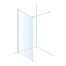 AKW Level Best Option GA Wet Room Glass Panel 900mm Wide - 6mm Glass