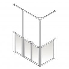 AKW Option Y 900 Shower Screen 1420mm x 700mm - LH Silverdale Frosted