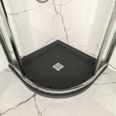 April Waifer Quadrant Shower Tray 800mm x 800mm - Black Slate Effect