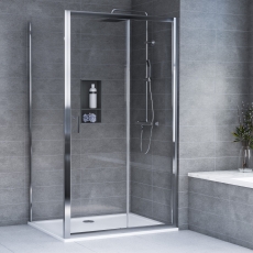 Aqualux Framed 6 Sliding Door Shower Enclosure 1200mm x 760mm with Shower Tray - 6mm Glass