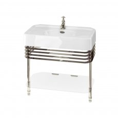 Burlington Arcade Basin 900mm Wide and Stand with Glass Shelf - 1 Tap Hole