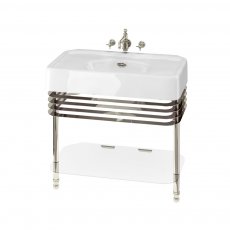 Burlington Arcade Basin 900mm Wide and Stand with Glass Shelf - 0 Tap Hole
