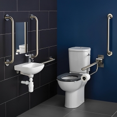 Armitage Shanks Contour 21+ Doc M Pack with Close Coupled Toilet and Stainless Steel Rails - Left Handed
