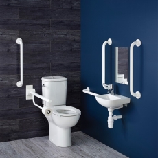 Armitage Shanks Contour 21 Doc M Pack with Close Coupled Toilet and White Rails - Right Handed