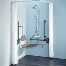 Armitage Shanks Contour 21 Doc M Pack with TMV3 Exposed Shower Valve and Dual Shower Kit - Grey Rails