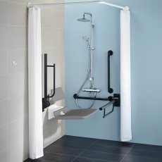Armitage Shanks Contour 21 Doc M Pack with TMV3 Exposed Shower Valve and Dual Shower Kit - Charcoal Rails