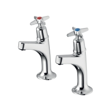 Armitage Shanks Sandringham 21 Kitchen Sink High Neck Pillar Taps with Crossheads - Chrome