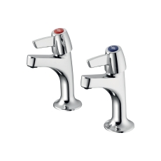 Armitage Shanks Sandringham 21 Kitchen Sink High Neck Pillar Taps with Levers - Chrome