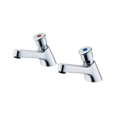Armitage Shanks Sandringham 21 Self Closing Basin Pillar Taps (Pair) - Chrome