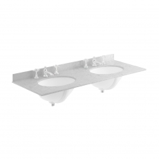 Bayswater Grey Marble Top Furniture Double Basin 1200mm Wide 3 Tap Hole